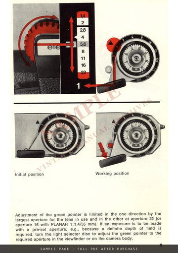 Contarex Super Electronic and Its Electronic System – Instructions for Use, English – sample page 1 (watermarked preview)