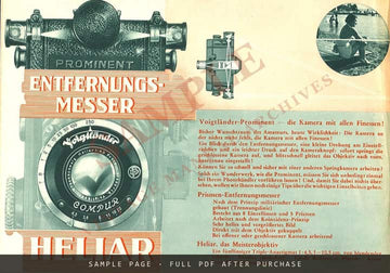 Voigtländer Prominent – "Die Kamera mit allen Finessen!" Folder, c. 1934 – sample page 1 (watermarked preview)