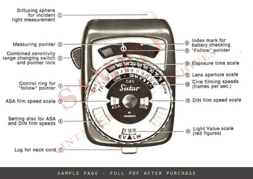 Gossen Sixtar Exposure Meter – Operating Instructions, English – sample page 1 (watermarked preview)
