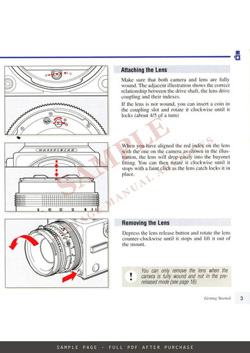 Hasselblad 503CW Instruction Manual – English, 40-Page Edition – sample page 1