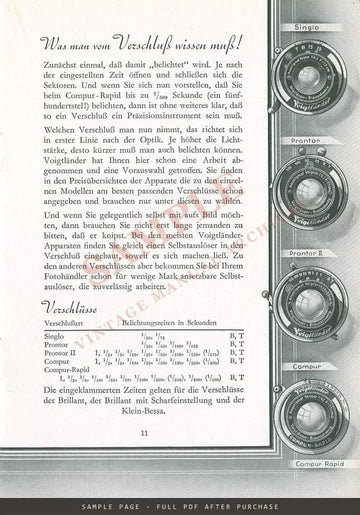 Voigtländer "100 Jahre Fotografie – 99 Jahre Voigtländer Foto!" German Catalogue, 1939 – sample page 2 (watermarked preview)