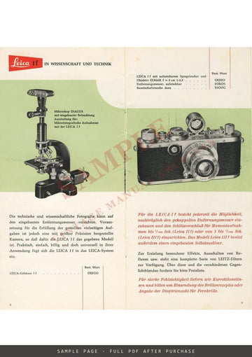 Das Leica System – Ernst Leitz Wetzlar Information Prospectus, German – sample page 2 (watermarked preview)
