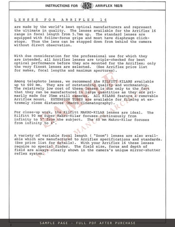Arriflex 16S/B and 16S/B-GS – Operating Manual, English – sample page 2 (watermarked preview)