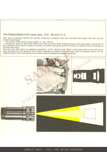 Bolex 18-5 Automatic Projector – New Model Brochure, English – sample page 2 (watermarked preview)