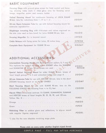 Leica Focusing Stage with Ground Glass Focusing – Ernst Leitz Wetzlar Leaflet – sample page 2 (watermarked preview)