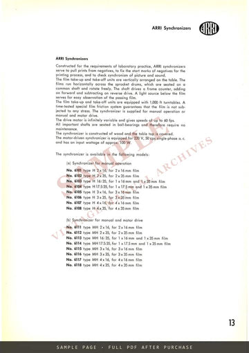 ARRI Laboratory Equipment – Arnold & Richter Film Laboratory Brochure – sample page 2 (watermarked preview)