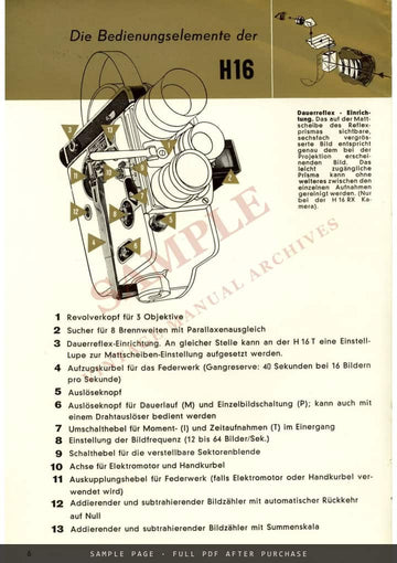Bolex 16 mm Schmalfilm Generalkatalog – Paillard Bolex Catalogue, German – sample page 2 (watermarked preview)