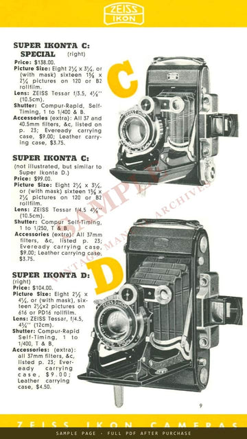 Zeiss Ikon Cameras – Carl Zeiss, Inc. US Catalogue CAM 196, August 1939 – sample page 2 (watermarked preview)
