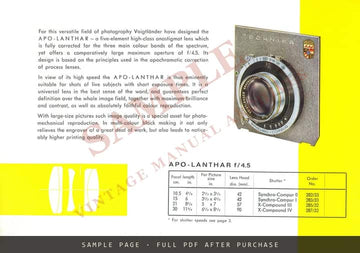 Voigtländer Professional Lenses – Heliar, Apo-Lanthar, Telomar & Apo-Skopar Brochure – sample page 2 (watermarked preview)
