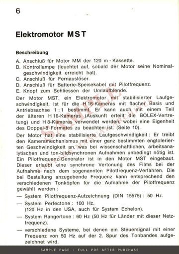 Bolex H16 MST Electric Motor – Instructions for Use, Multilingual – sample page 2 (watermarked preview)