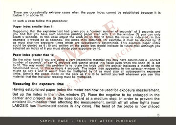 Gossen Labosix Darkroom Meter – Instructions for Use, English – sample page 2 (watermarked preview)