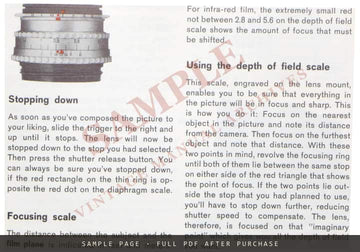 Hasselblad 1000F Instruction Book – English, 20-Page Edition – sample page 2 (watermarked preview)