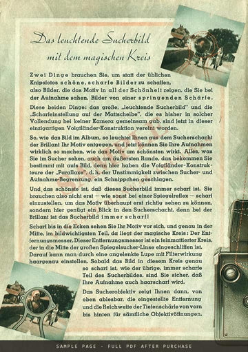 Voigtländer Brillant – "Die Kamera mit dem magischen Kreis" Folder, September 1938 – sample page 2 (watermarked preview)