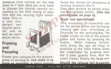 Tessina Automatic 35mm Twin-Lens Reflex – Instructions for Use, English – sample page 2 (watermarked preview)
