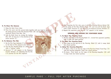 Beautyflex Model D Reflex Camera – Instructions for Use, English – sample page 2 (watermarked preview)