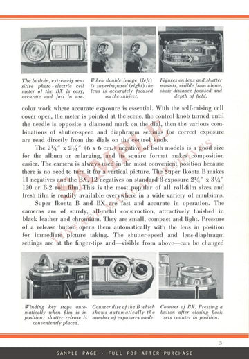 Zeiss Ikon Super Ikonta B & BX – Carl Zeiss, Inc. Leaflet CAM 223, 1941 – sample page 2 (watermarked preview)