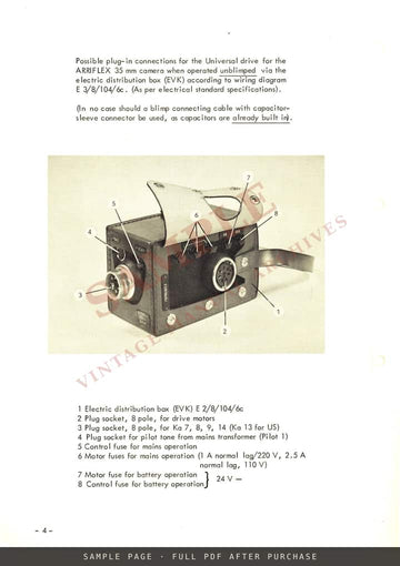 ARRI Electric Distribution Box for Arriflex 35 – Technical Information, November 1967 – sample page 2 (watermarked preview)