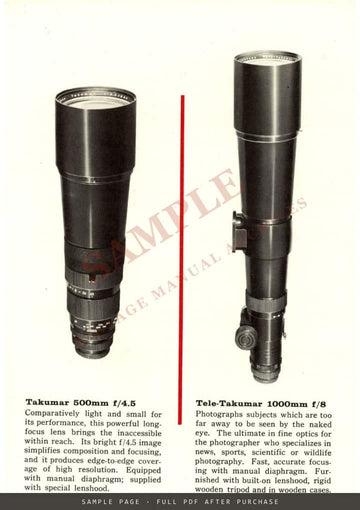 Asahi Pentax Lenses & Accessories – Complete System of Photography, English Brochure – sample page 2 (watermarked preview)