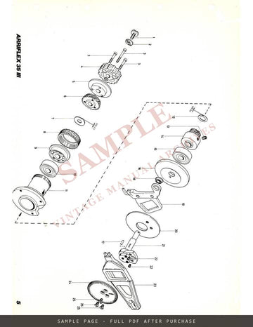 Arriflex 35 III – Spare Parts List (Ersatzteilliste / Liste des pièces de rechange) – sample page 2 (watermarked preview)