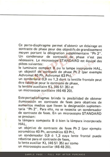Carl Zeiss Ph-Diaphragm Carrier – Operating Instructions, Multilingual – sample page 2 (watermarked preview)