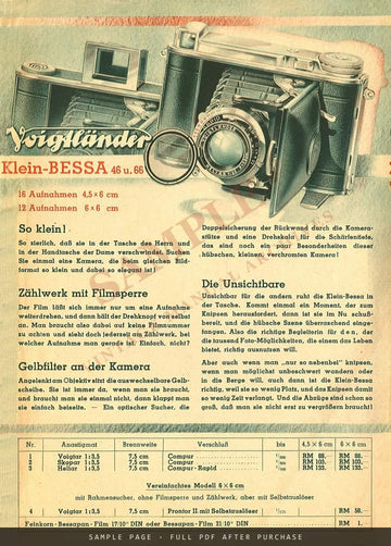 Voigtländer "So gut schon vor 99 Jahren" – Bessa and Brillant Folder, April 1939 – sample page 2 (watermarked preview)