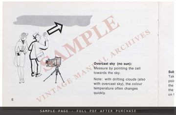 Gossen Sixticolor Colour Temperature Meter – Instructions, English – sample page 2 (watermarked preview)