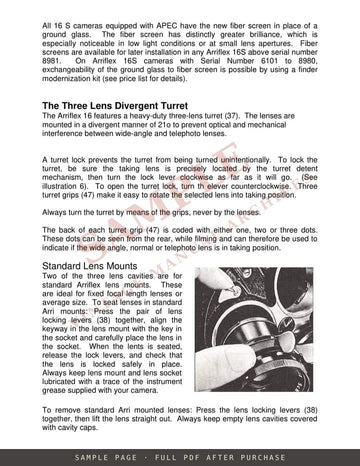 Arriflex 16S – Operating Instructions, English – sample page 2 (watermarked preview)