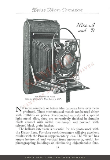Zeiss Ikon Cameras – Carl Zeiss, Inc. US Catalogue C-328, c. 1928 – sample page 2 (watermarked preview)