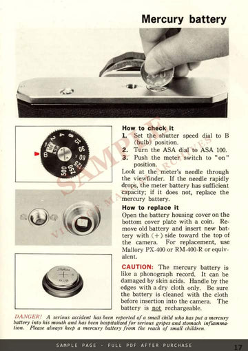 Asahi Pentax SP 500 – Operating Manual, English – sample page 2 (watermarked preview)