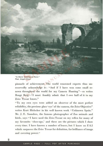 The Eagle Eye of Your Camera – Zeiss Tessar Lenses, Carl Zeiss Jena Booklet, 1932 – sample page 2 (watermarked preview)