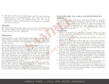 Hasselblad A12, A16, A16S and A24 Film Magazines – Instructions, Multilingual – sample page 2