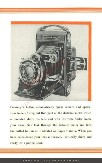 Zeiss Ikon Super Ikomat (Super Ikonta) A, C & D – Carl Zeiss, Inc. Leaflet CAM 43, 1936 – sample page 2 (watermarked preview)
