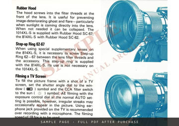 Canon 814 XL-S and 1014 XL-S Canosound Cameras – Instructions, English – sample page 2 (watermarked preview)