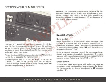 Beaulieu 1028 XL 60 Camera – Instruction Handbook, English, 1979 – sample page 2 (watermarked preview)