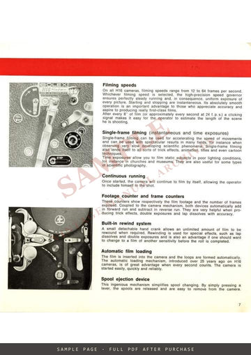 Bolex 16 mm – H16 Reflex Brochure with Kern-Paillard Lenses, English – sample page 2 (watermarked preview)