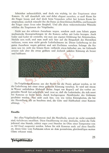 Voigtländer "Sein Stolz – eine Voigtländer" German Catalogue, April 1930 – sample page 2 (watermarked preview)