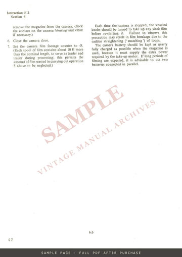 Arriflex 16 – Motion Picture Camera for 16 mm Film: Technical Instructions – sample page 2 (watermarked preview)