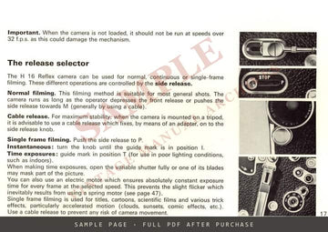 Bolex H16 Reflex – Instruction Manual, English, Black-Cover Edition – sample page 2