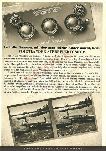 Voigtländer "Plastische Fotografie" – Stereo Cameras Folder, May 1938 – sample page 2 (watermarked preview)