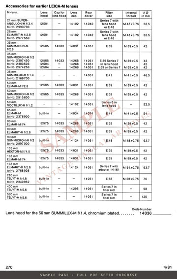 Leitz General Catalogue for Photographic Dealers 1980 – Leica Cameras & Lenses – sample page 2 (watermarked preview)