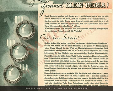 Voigtländer Klein-Bessa "Zwei Seelen und ein Gedanke" – Folder, July 1938 – sample page 2 (watermarked preview)