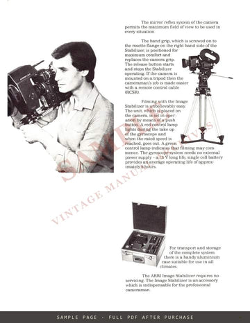 ARRI Image Stabilizer for Arriflex Cameras – Technical Information – sample page 2 (watermarked preview)