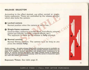 Bolex Zoom Reflex P1 Camera – Instruction Manual, English – sample page 2 (watermarked preview)