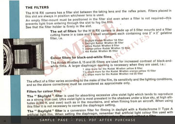 Bolex H16 Reflex Camera – Instructions for Use, English – sample page 2 (watermarked preview)