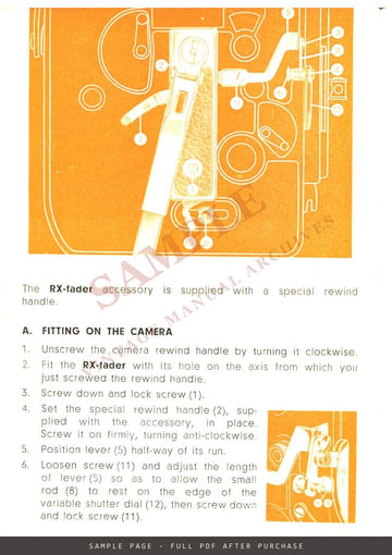 Bolex RX-Fader for the H8 Reflex – Operating Instructions, English – sample page 2 (watermarked preview)