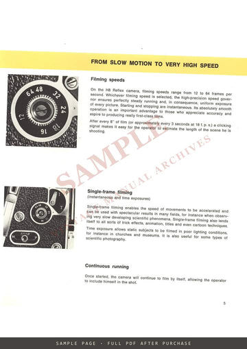 Bolex H8 Reflex – The 8 mm Camera for Professional Requirements, Brochure, English – sample page 2 (watermarked preview)