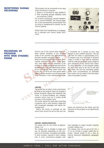 Arrivox-Tandberg Tape Recorder – Instruction Manual, English – sample page 2 (watermarked preview)
