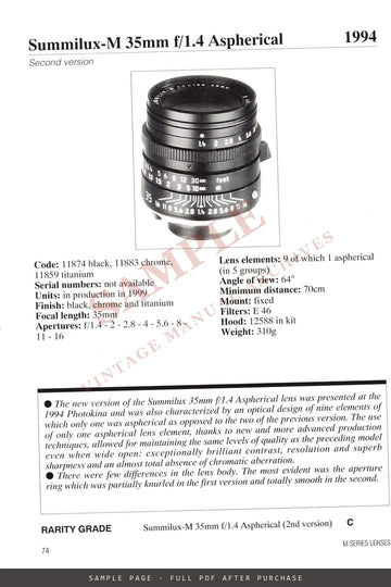 IDENTIFYING LEICA LENSES BOOK THE COMPLETE POCKET GUIDE – sample page 2