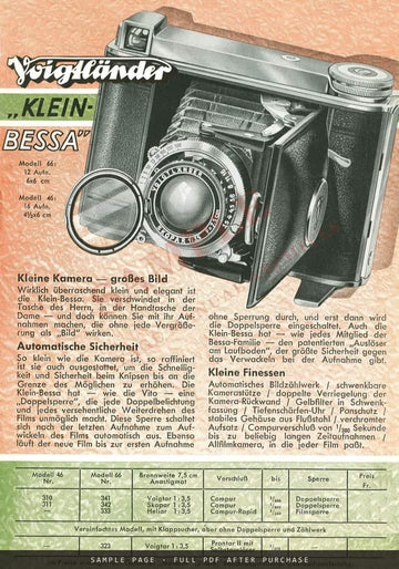 Voigtländer Vito and Bessa – German Folder with Swiss Franc Prices, 1941 – sample page 2 (watermarked preview)