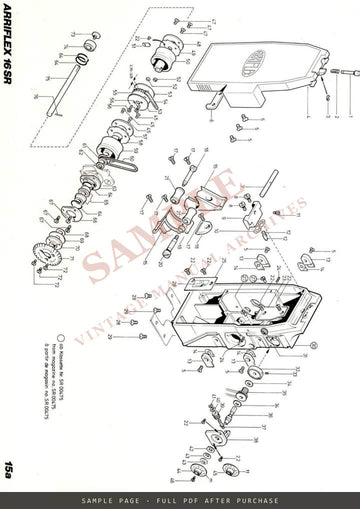 Arriflex 16 SR – Spare Parts List (Ersatzteilliste / Liste des pièces de rechange) – sample page 2 (watermarked preview)